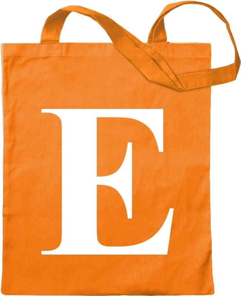 Kiwistar - Baumwolltasche - mandarin - Buchstabe E - Alphabet - Turnbeutel Fun Rucksack Sport Beutel Gymsack Ziehgurt