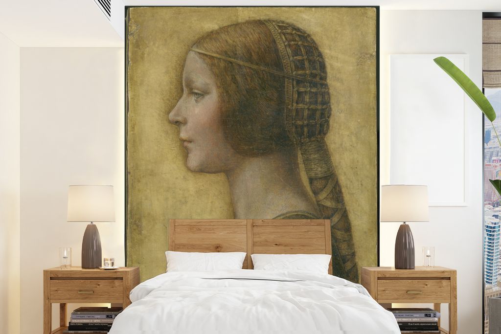 MuchoWow Fototapete für Wohnzimmer oder Schlafzimmer Wandtapete Vinyl Motivtapete La Bella Principessa - Leonardo da Vinci - 165x220 cm - Wandde...