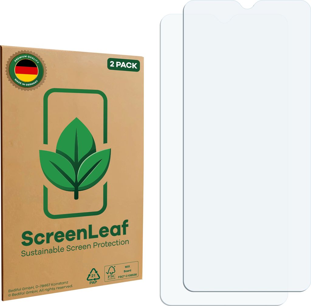 2x ScreenLeaf Schutzfolie für Infinix Hot 12i nachhaltiger Displayschutz Display Schutz Folie Klar Transparent