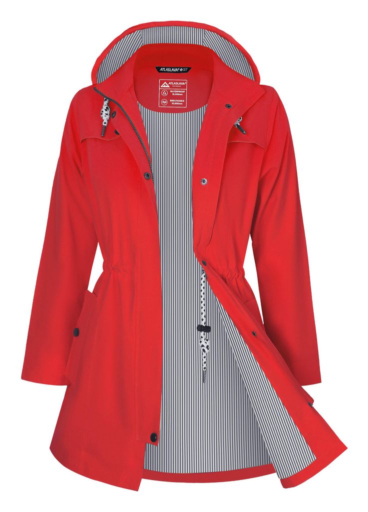 ATLASLAVA Regenjacke Damen Lang Wasserdicht Atmungsaktiv Produktbild 