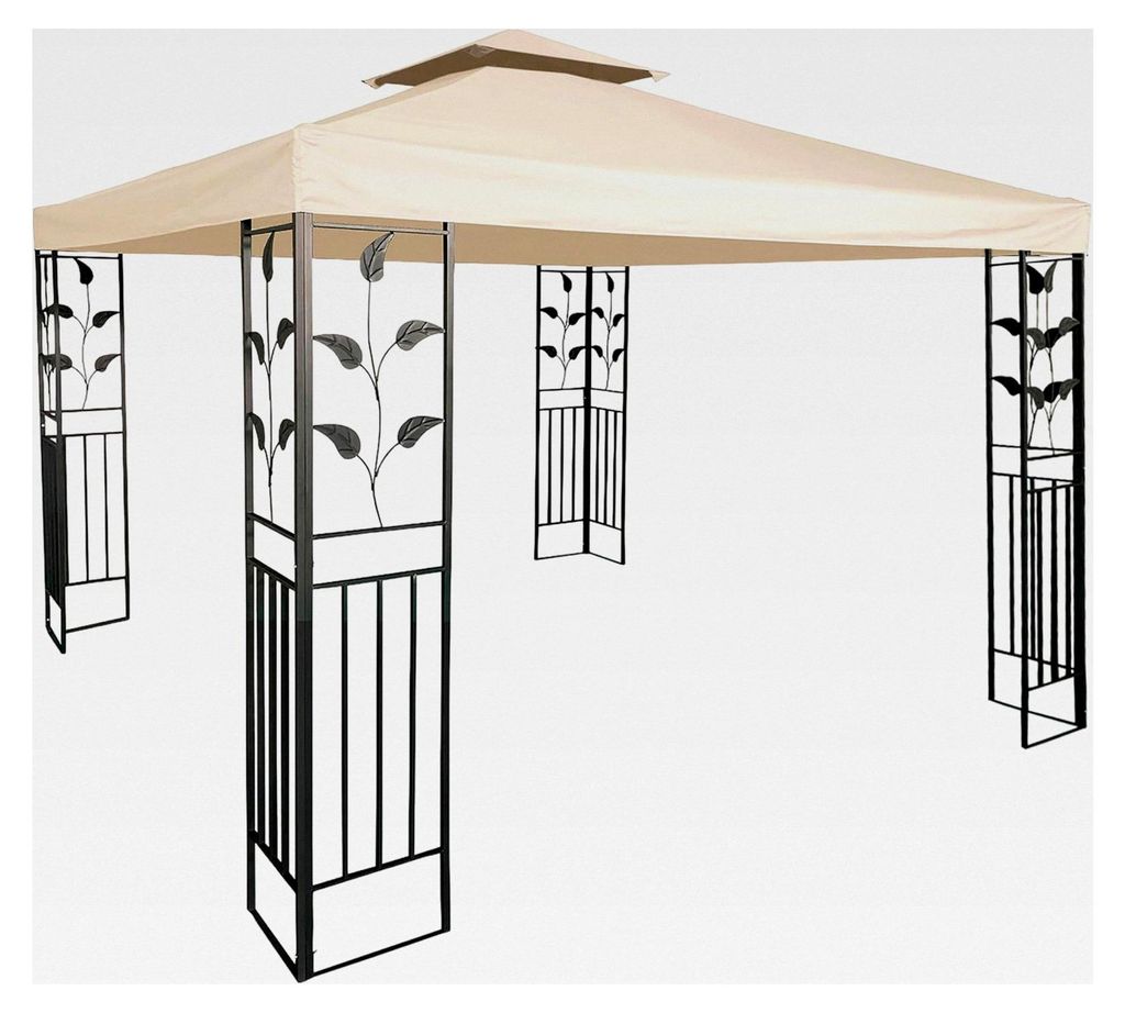 Wasserdichtes Pavillon-Ersatzdach mit PVC-Beschichtung 3 x 3 Meter - beige - Pavillondach mit Kaminabzug - Universelles Gartenparty-Pavillondach