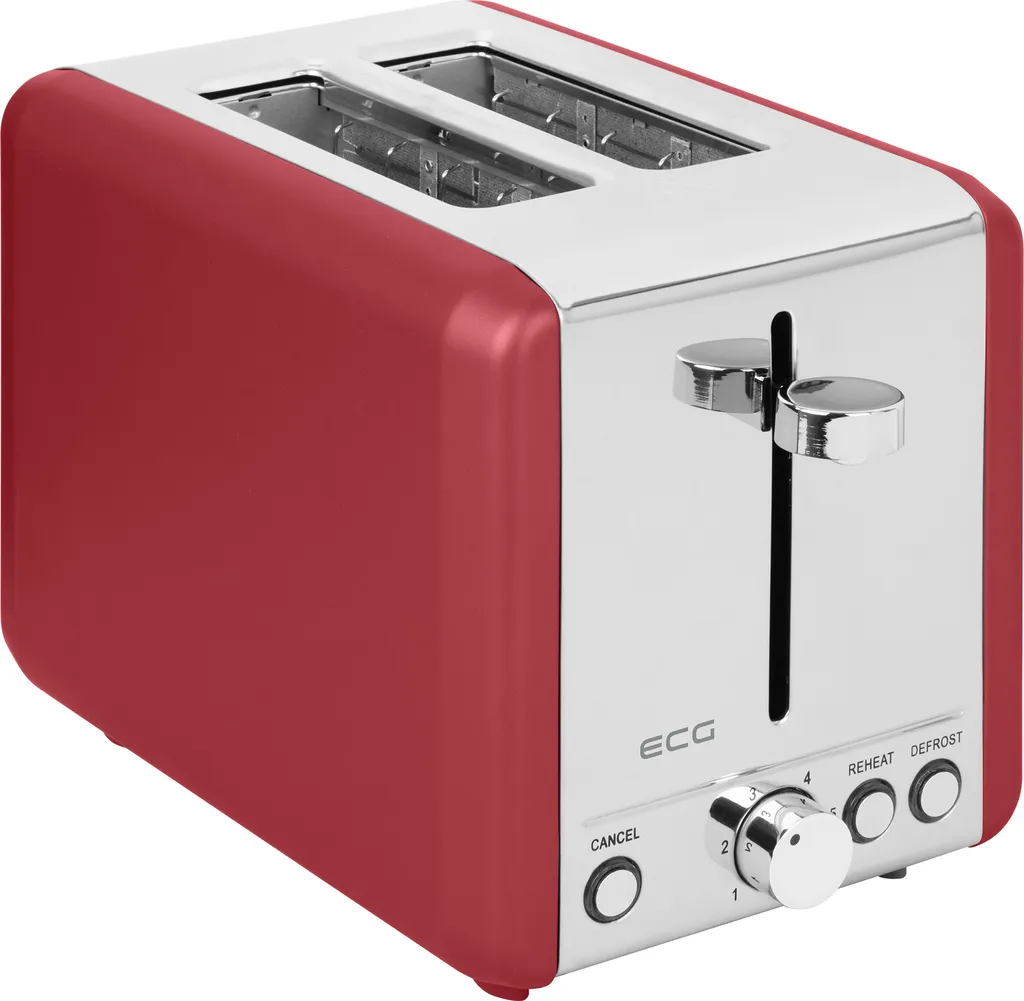 Grille-pain 2 tranches ECG ST 2708 Rouge 925W avec 6 niveaux de brunissage