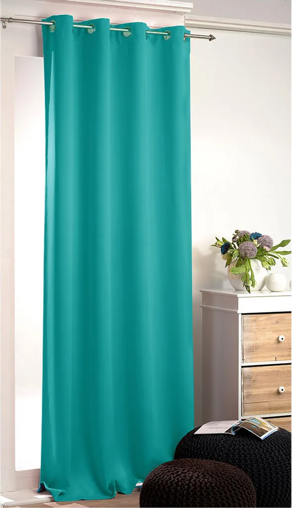 Rideau occultant bleu paon idéal pour chambre et salon 270x245 cm