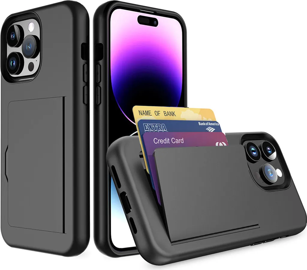 Smartphonica Custodia per iPhone 16 Pro in TPU resistente con slot per schede - Custodia in TPU resistente con slot per schede - Nero