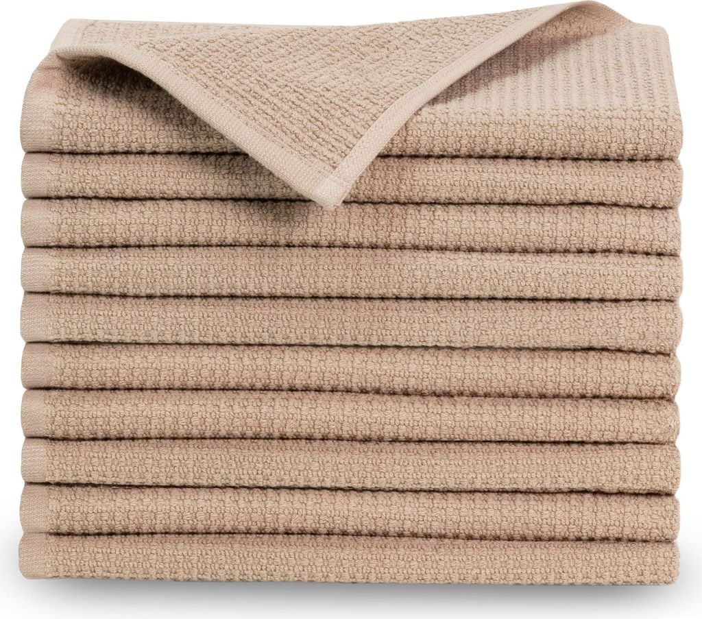 10er Set Gästetücher in 30x50 cm, beige, Baumwolle Produktbild 