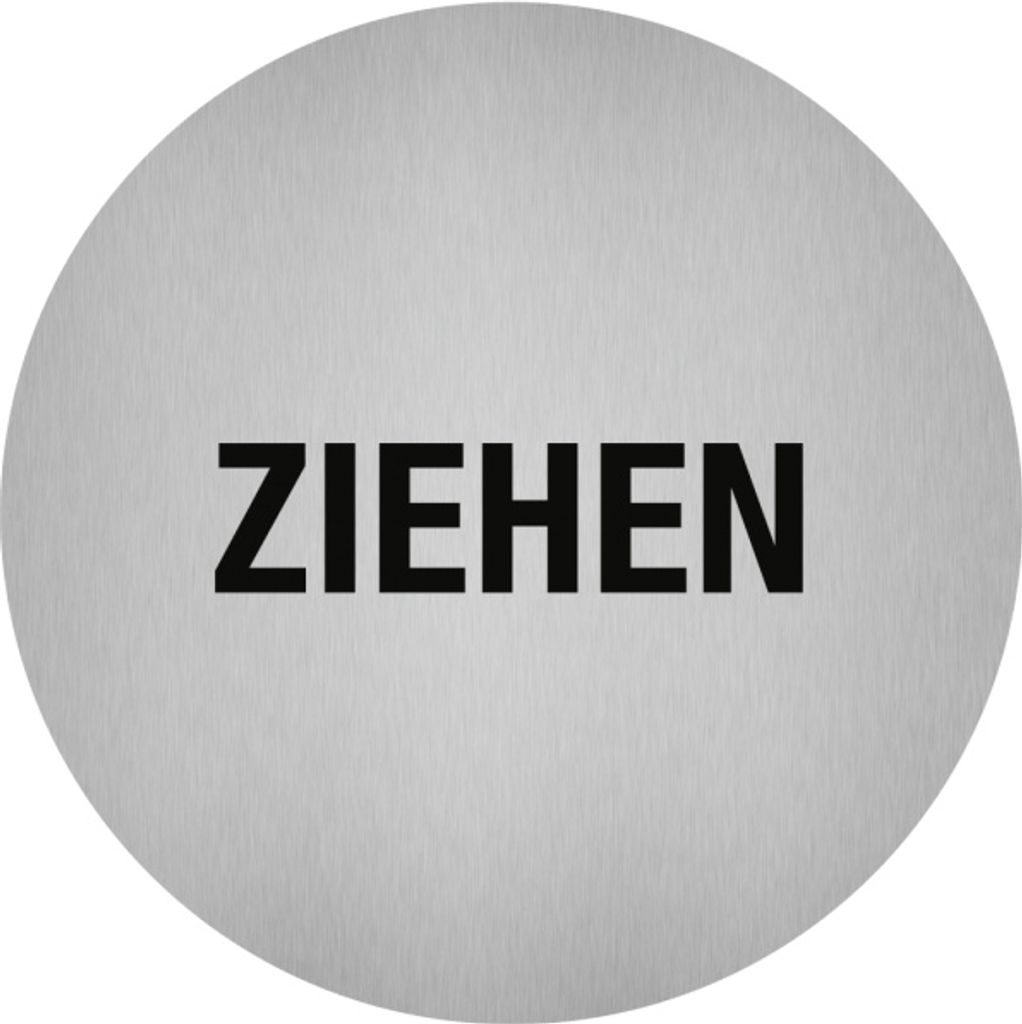 Dreifke Aufkleber - Piktogramm Ziehen, Edelstahl, selbstklebend, Ø 50 mm