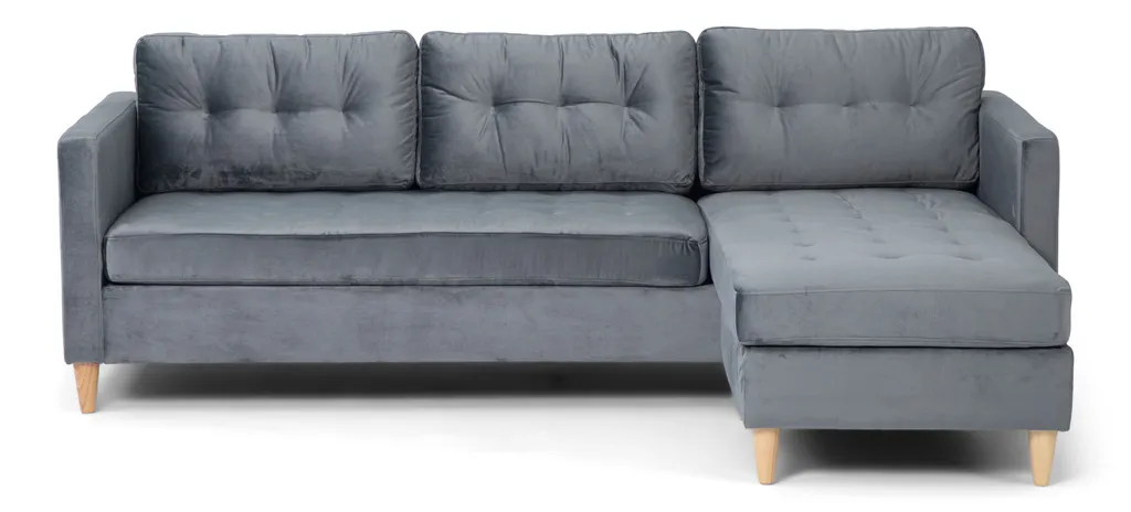 Canapé velours modulable gris Marino BA3 pour petit espace - 2
