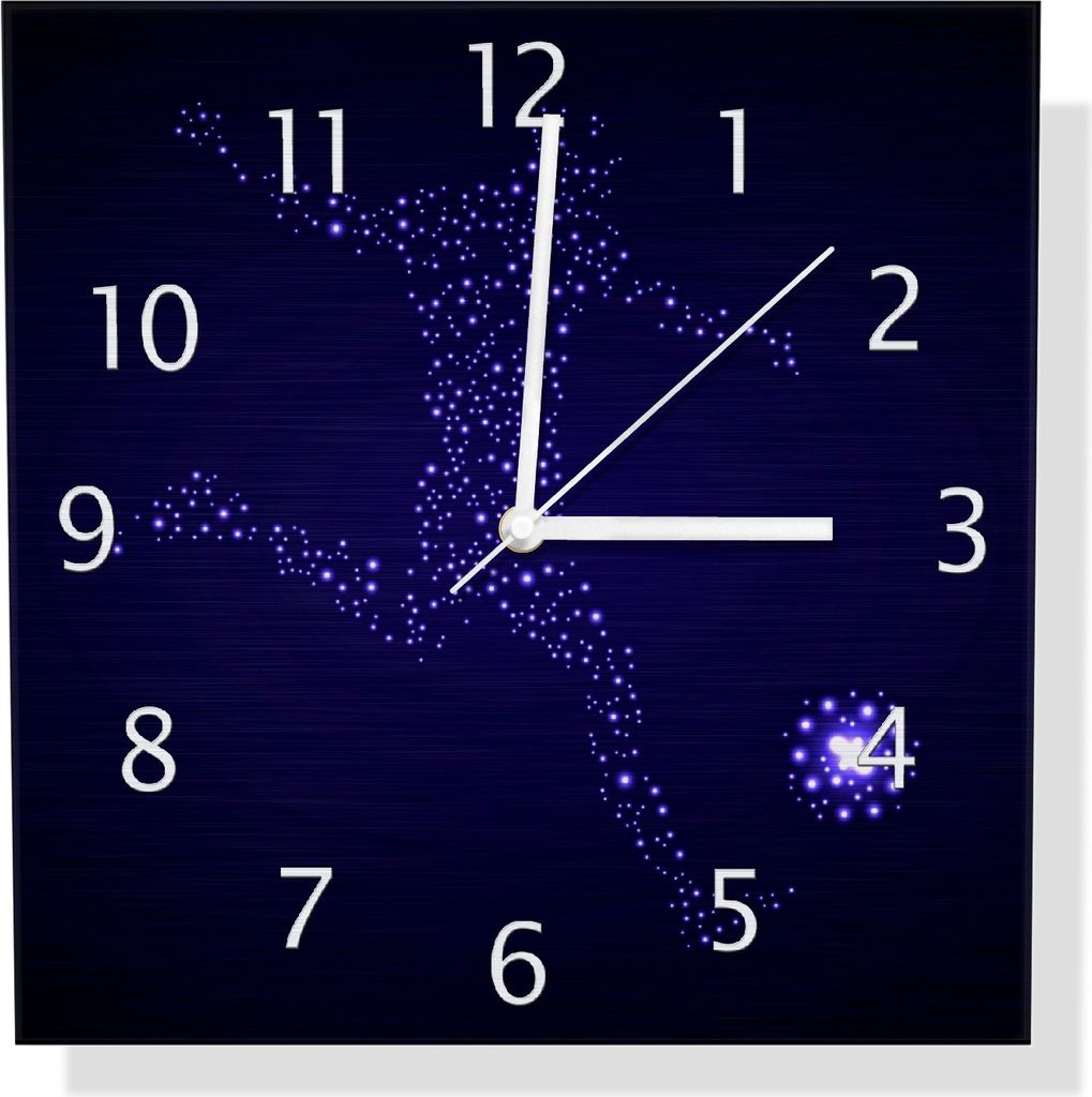 Wallario Design Wanduhr Fußball - ein Spieler aus tausend Sternen in blau aus Aluverbund, Größe 30 x 30 cm