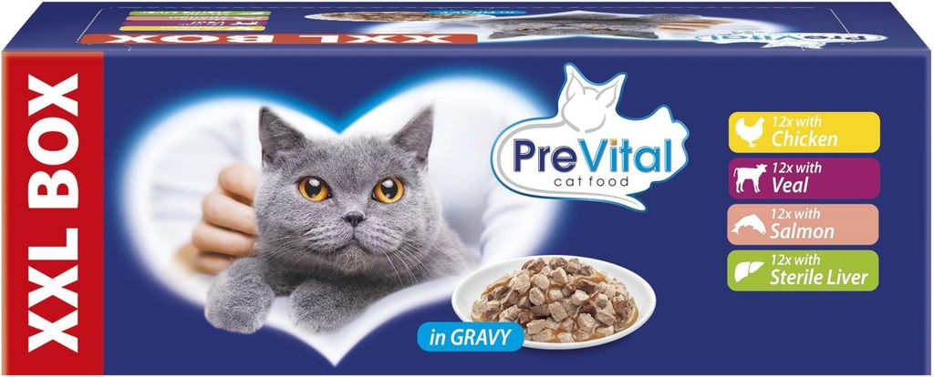 PREVITAL XXL Verpakking, smaakmix met kip, rund, zalm en Productafbeelding 