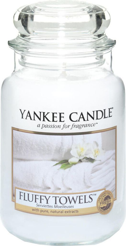 Yankee Candle Classic Housewarmer Gross, Fluffy Towels, Duftkerze, Raum Duft im Glas / Jar, 1205376E