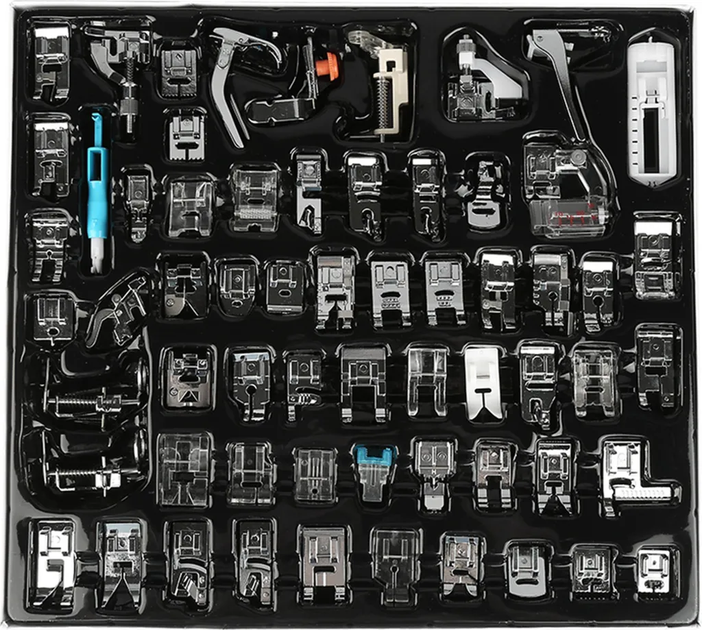 Set di piedini per macchina da cucire 62 pezzi, piedini universali per macchine da cucire per uso domestico, kit di accessori