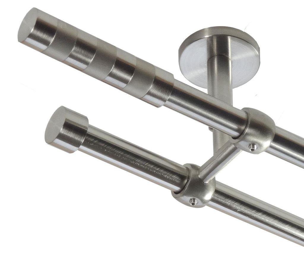 Gardinenstange Set Edelstahl Look Metall Ø 16mm Produktbild 