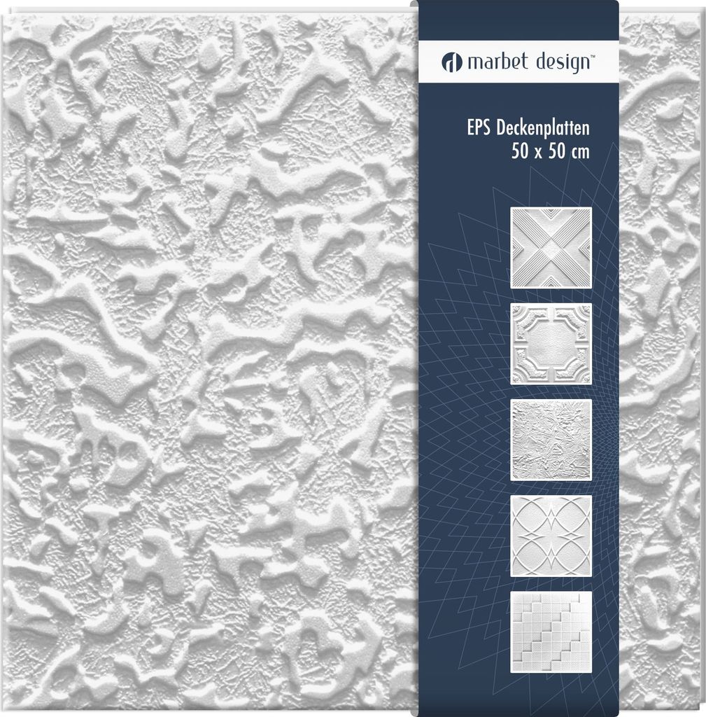 Deckenplatten aus Styropor EPS - Deckenpaneele leicht & robust im modernen Design - (10QM Sparpaket PASAT 50x50cm) Deckenplatten Feuchtraum Decke w...