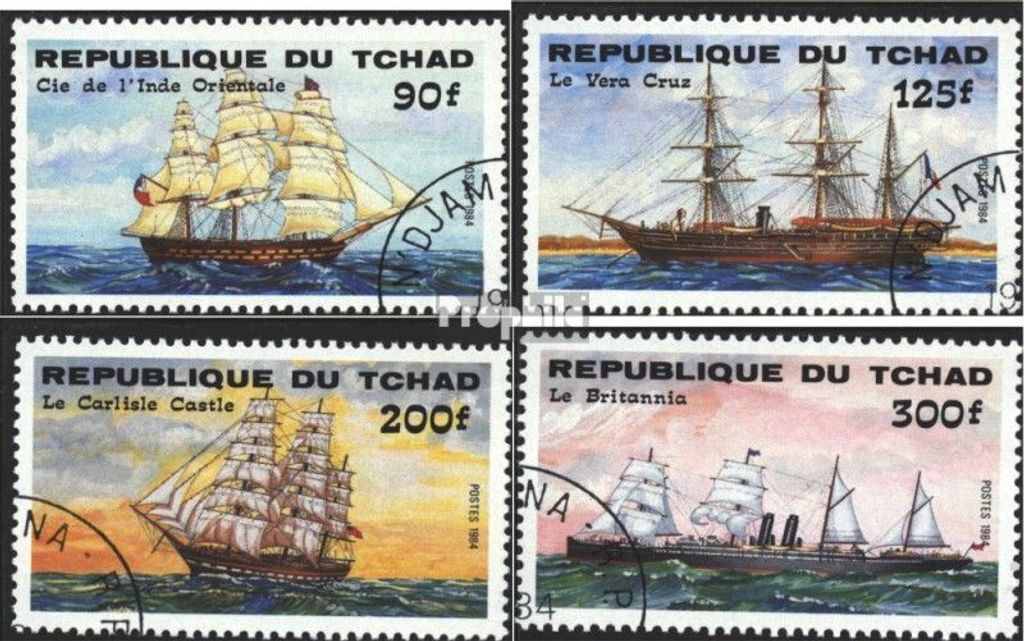 Briefmarken Tschad 1984 Mi 1070-1073 (kompl.Ausgabe) gestempelt Schiffe