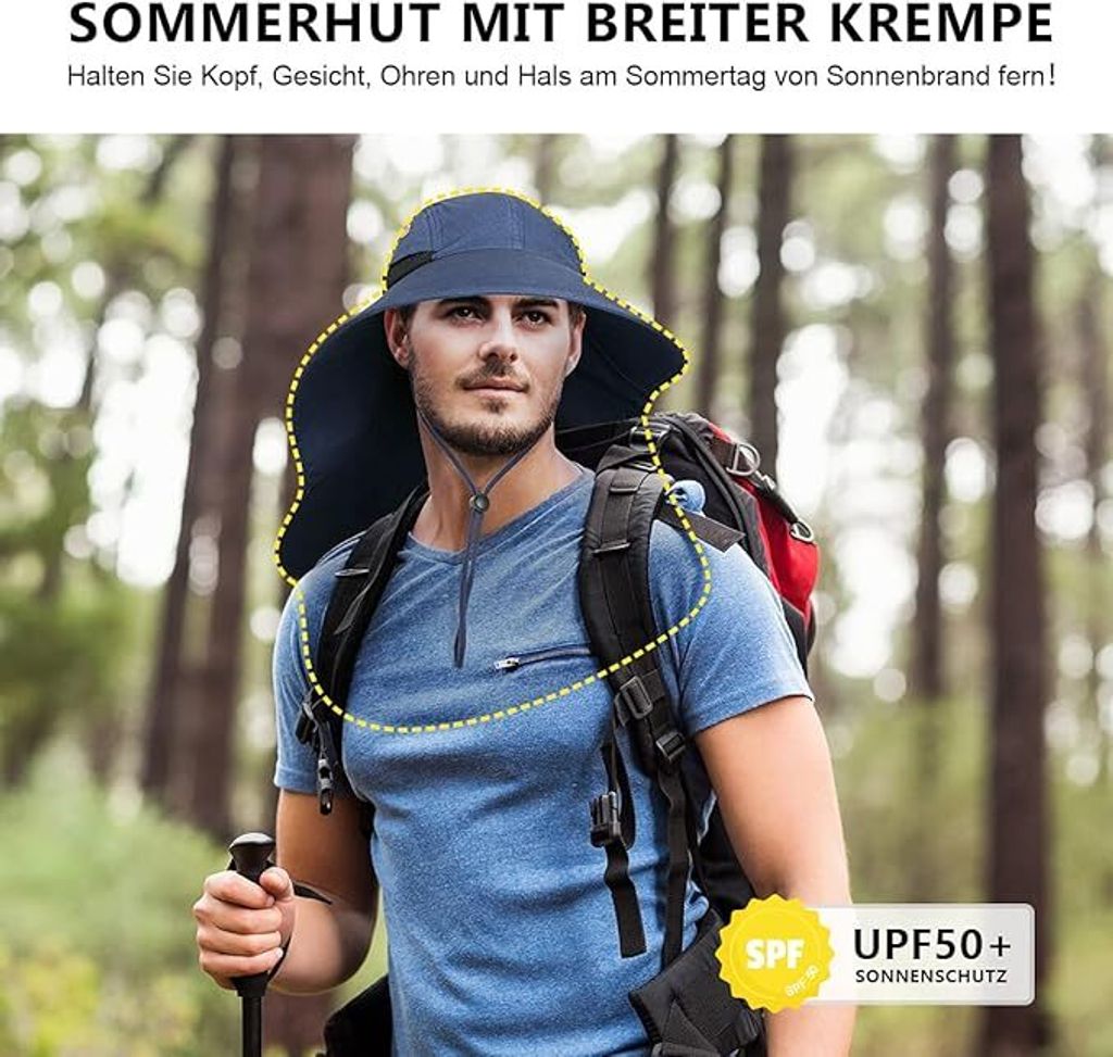 Sonnenhut Für Damen & Herren – Faltbar, UPF 50+, Krempe 8,5 Cm – Ideal Für Angeln, Garten & Wandern