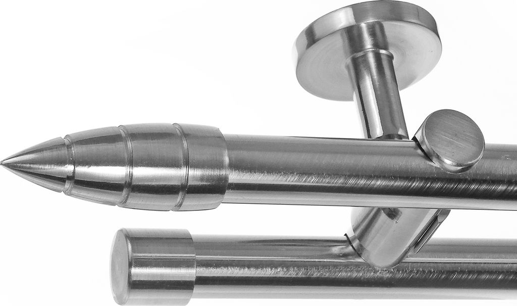 Edelstahl Look Gardinenstange Ø 20mm Deckenträger 2-läufig zweiläufig Deckenbefestigung Spitze D41 E81E30 RR
