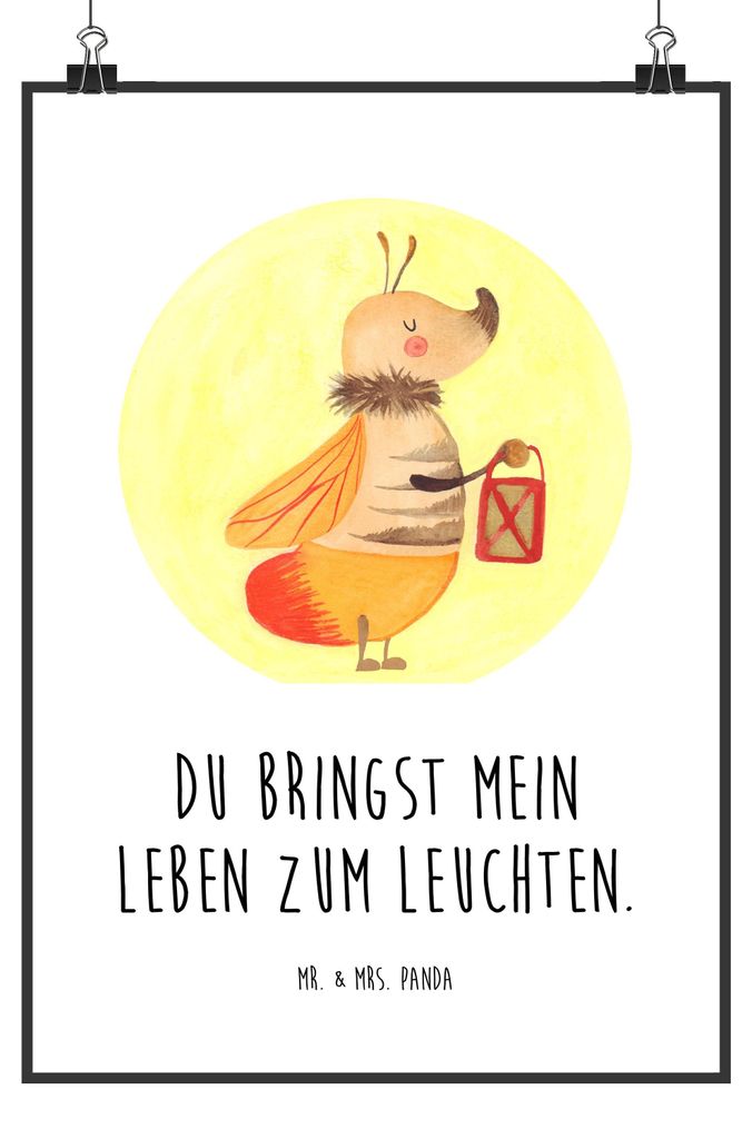 Mr. & Mrs. Panda Bild Glühwürmchen DIN A5 - Weiß - Geschenk, Kunstdruck, wanddeko, Lieblingsmensch, Lustige Sprüche, Deko, Liebesspruch, drucke...