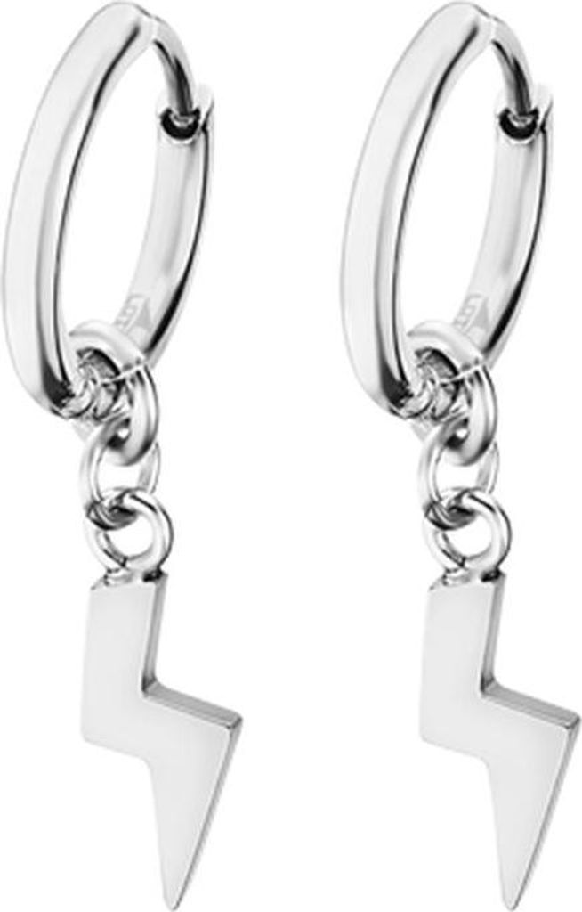 Lotus Style Herren Clapp-Creolen Blitz Anhänger Edelstahl Ohrringe LS2228-4/1