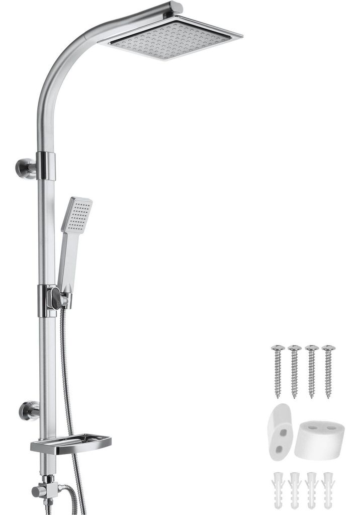 tectake® Aluminium Regenduschsystem Chrom-Optik Produktbild 