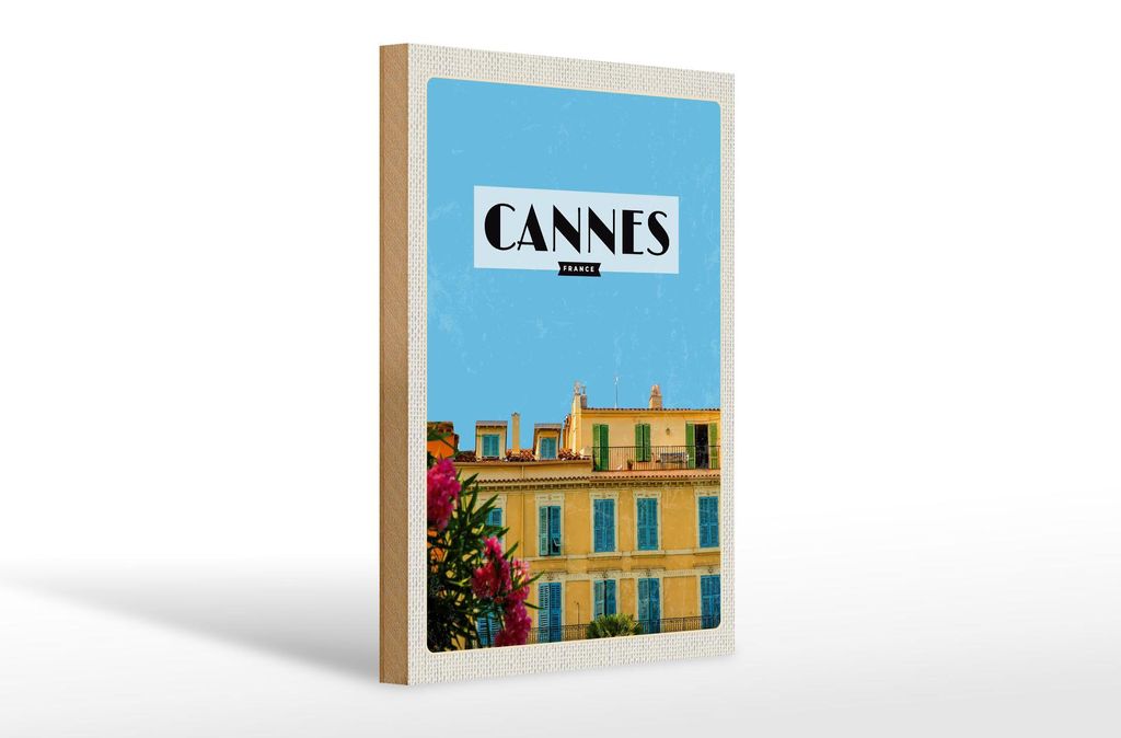 Holzschild Reise 20x30cm Cannes France Frankreich Tourismus