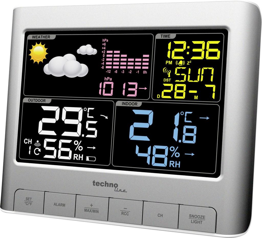 Technoline WS 6449 farbige Wetterstation silber Produktbild 