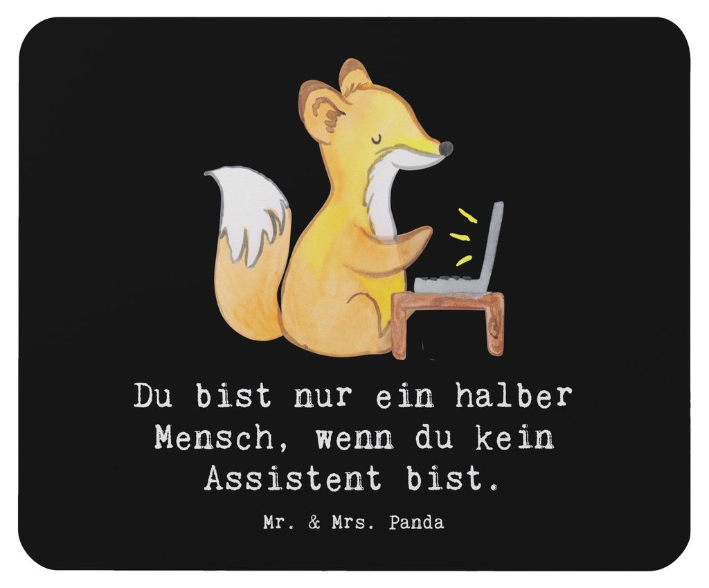 Mr. & Mrs. Panda Mauspad Assistent Herz - Schwarz - Geschenk, Mouse Pad, Mousepad, pc, mousematte