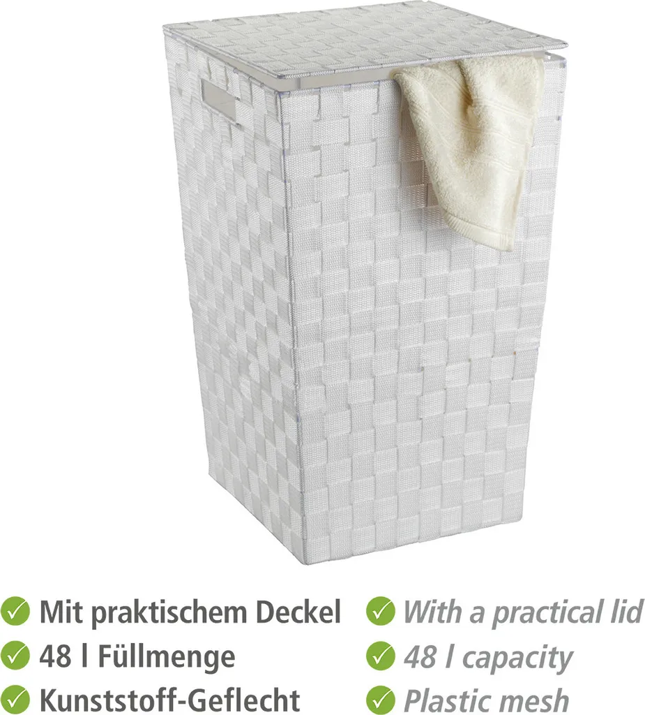 Coffre à linge ADRIA WENKO 48L blanc : bac de tri design pour la maison