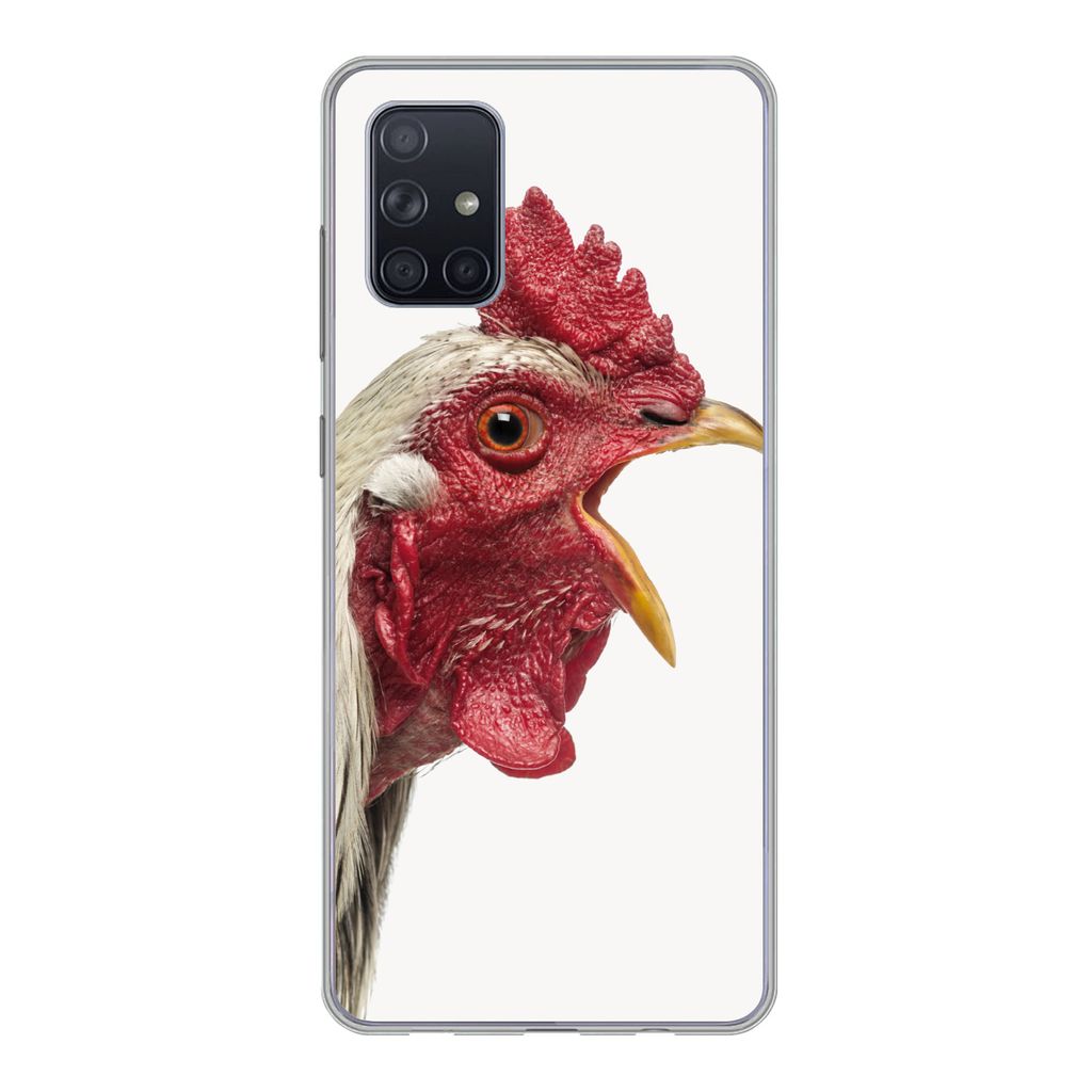 MuchoWow Handyhülle Schutzhülle Hülle für Samsung Galaxy A51 Hahn - Tiere - Bauernhoftiere - Jungen - Kinder - Mädchen Silikon Softcase Hand...