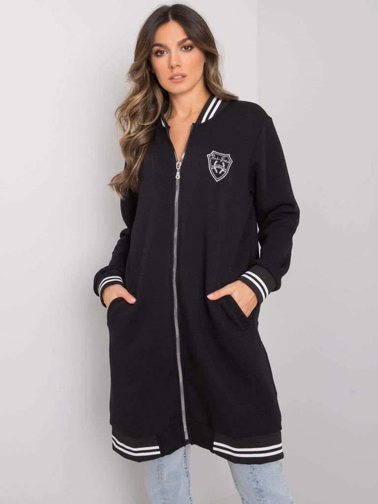 Rue Paris Langes Sweatshirt für Damen Pryflour schwarz L/XL