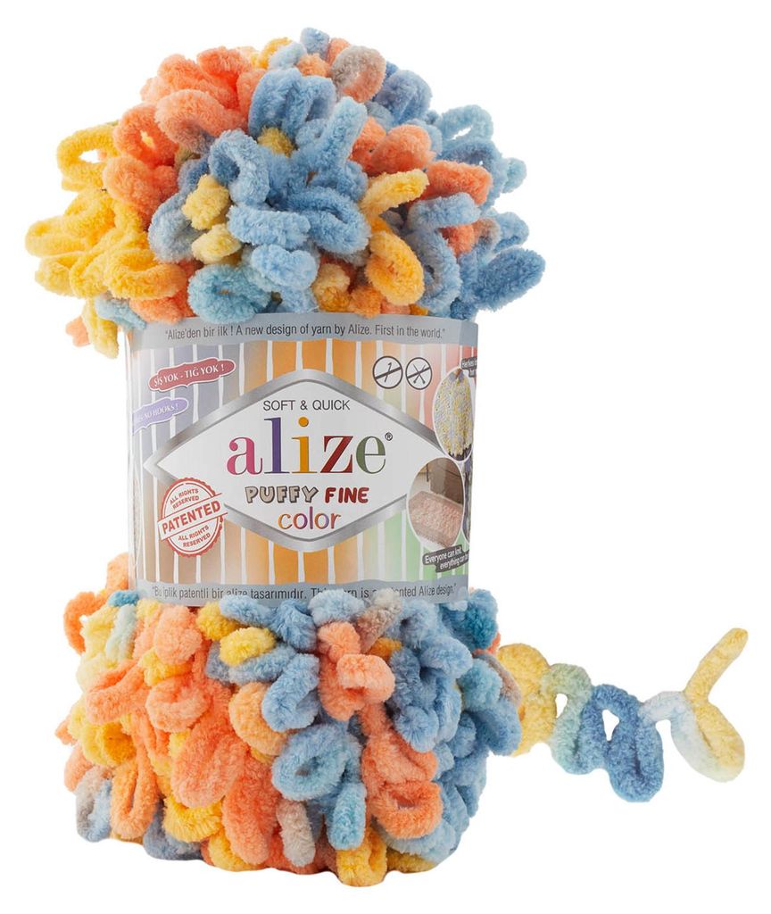 Strickgarn ALIZE Puffy Fine Color mango, taubenblau oerang