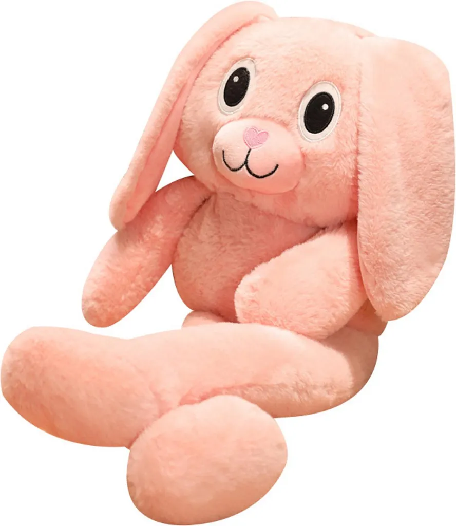 Peluche lapin 100cm rose extensible contre l'ennui des jeunes enfants