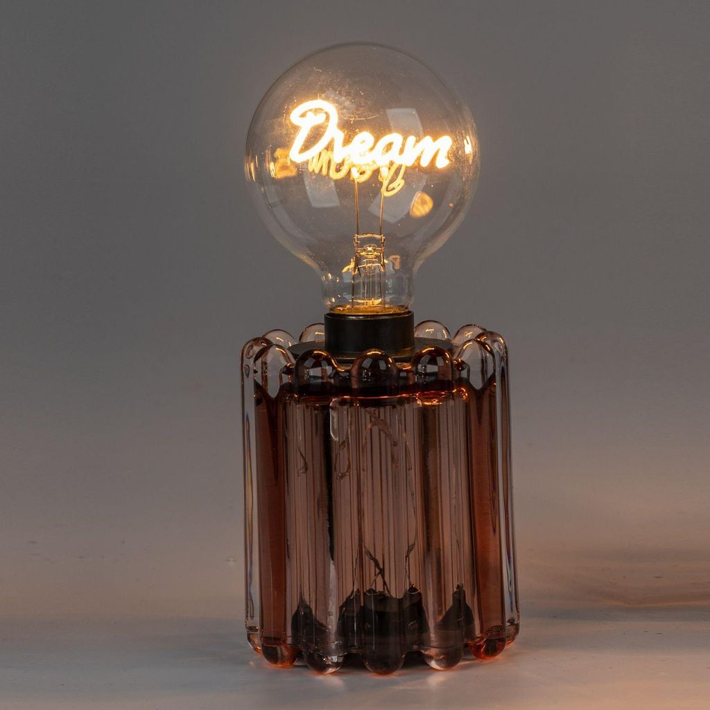 LED Deko Licht, Tischlampe DREAM H. 21cm aus Glas mit Timer Produktbild 