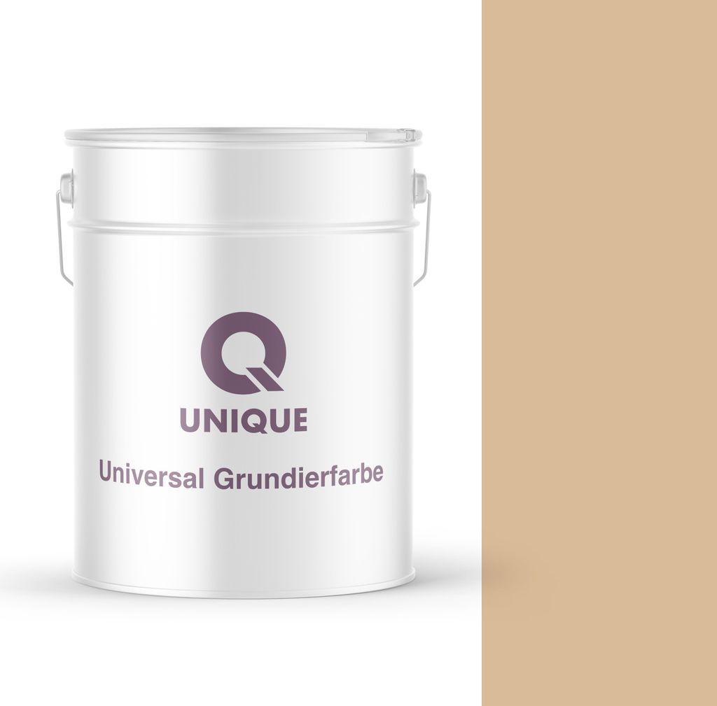 Q UNIQUE Universal Grundierfarbe 10 L – Schnelltrocknende Acrylat-Grundierung für Außen und Innen, Ideal für Mineralische Untergründe Beige