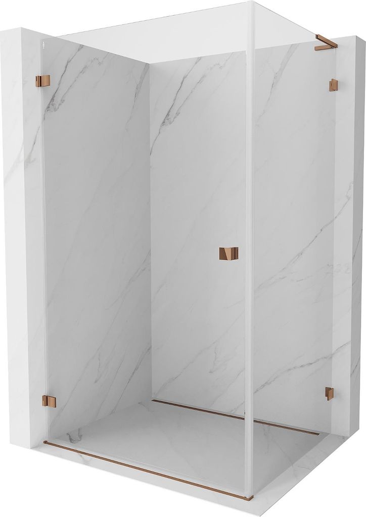 Mexen Lunar-B L Duschkabine schwenkbar links 95 x 70 cm, transparent, Roségold - 832L-095-070-60-00-L