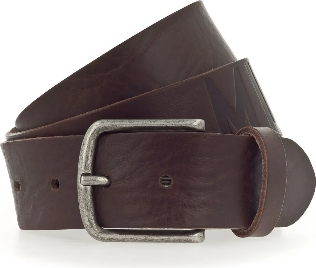 Cintura MUSTANG Vera Pelle Marrone Scuro 40mm W80 | Durata Garantita
