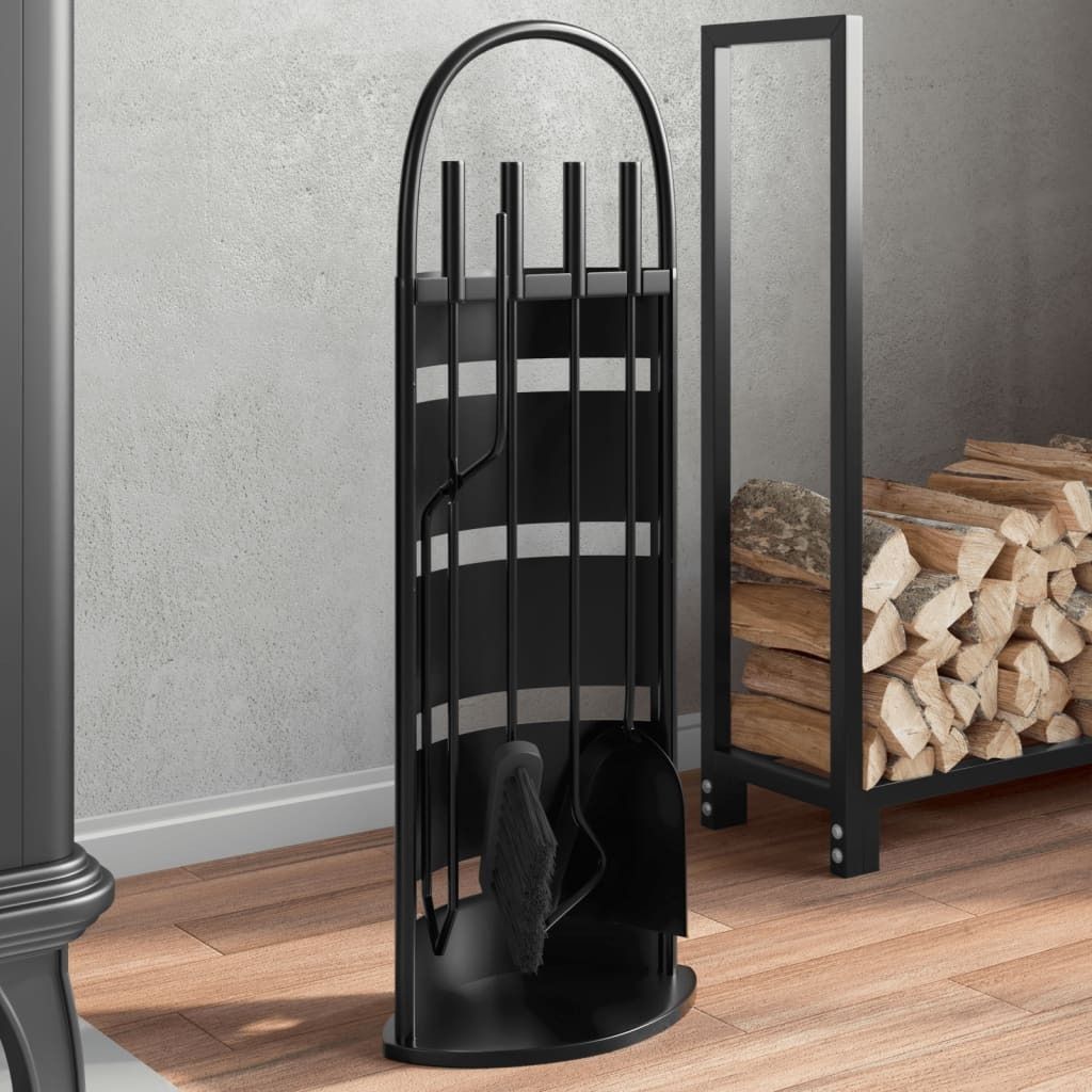 Design 5-tlg. Kaminwerkzeug-Set 23x15x66 cm Stahl, Grillbriketts 2024 Neu