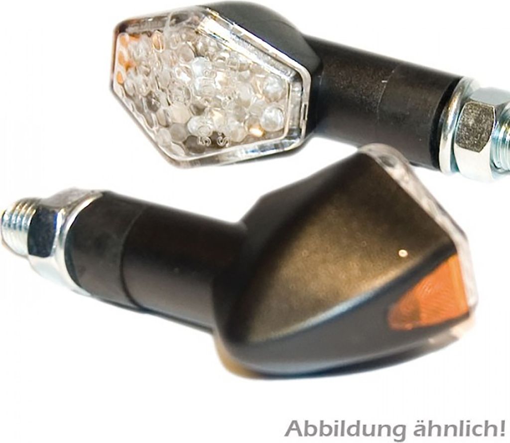 LED-Blinker Diamond schwarz klares Glas M10 kurz E-