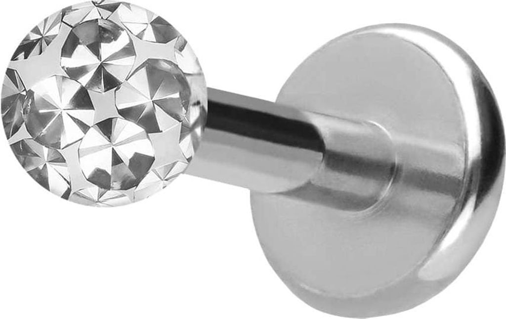 Ohrpiercing, Nasenpiercing Titan Labret mit Push Fit EPOXY-KUGEL Silber Stablänge: 6mm + Stabstärke: 1,2mm + Kugelgröße: 2,5mm
