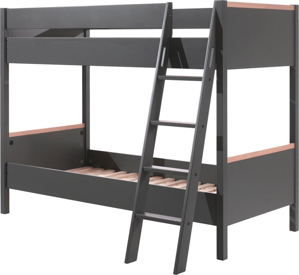 FURNLUX Bunk Bed London Grey 90x200cm / Hauptfarbe: Grau / Abmessungen: 139 x 211 x 160 cm