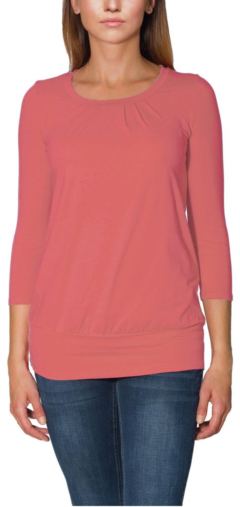 Alkato Damen Viskose Shirt 3/4 Arm Longshirt Top, Farbe: Altrosa Dunkel, Größe: M