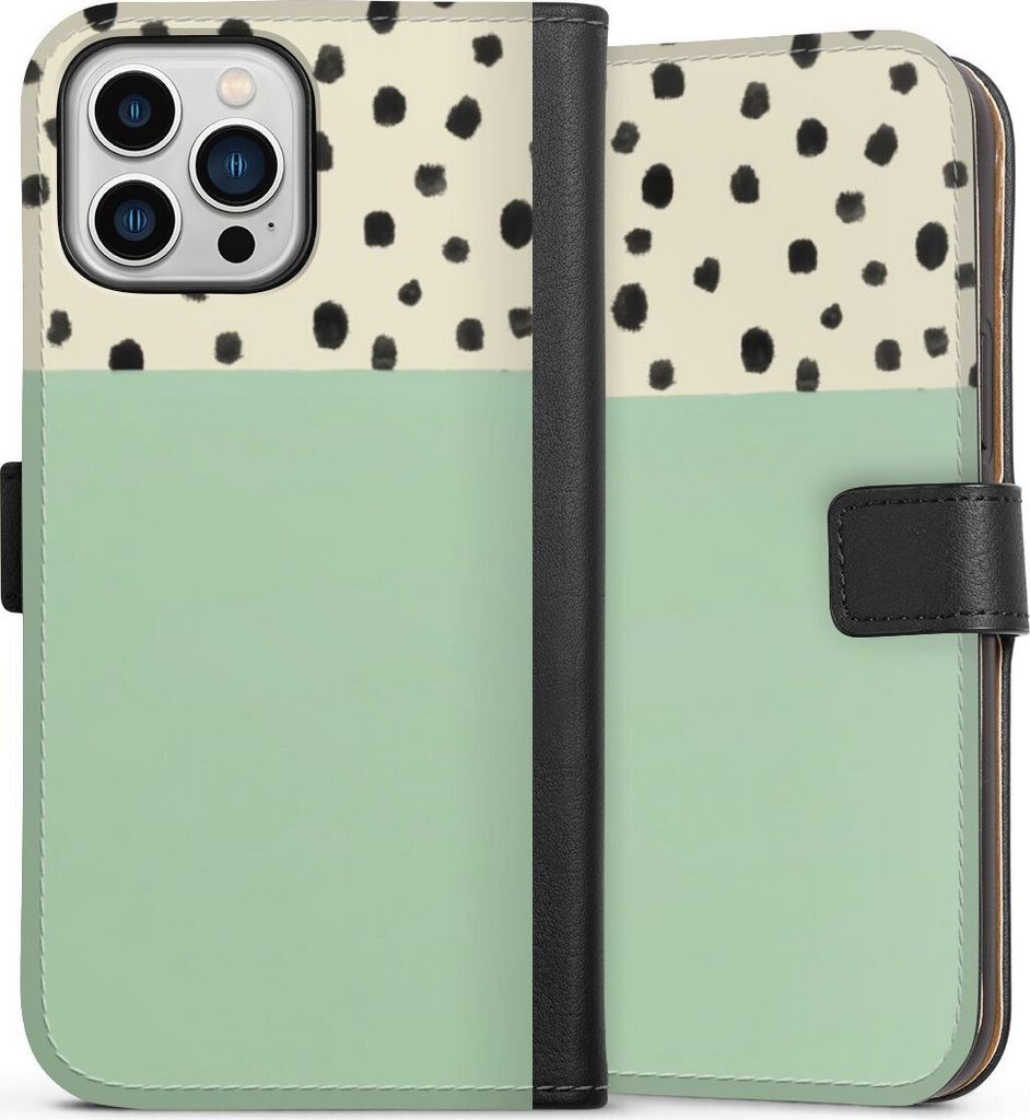 DeinDesign Klapphülle für Apple iPhone 13 Pro Max Handytasche Lederhülle Tasche Abstrakt Boho Polka Dots
