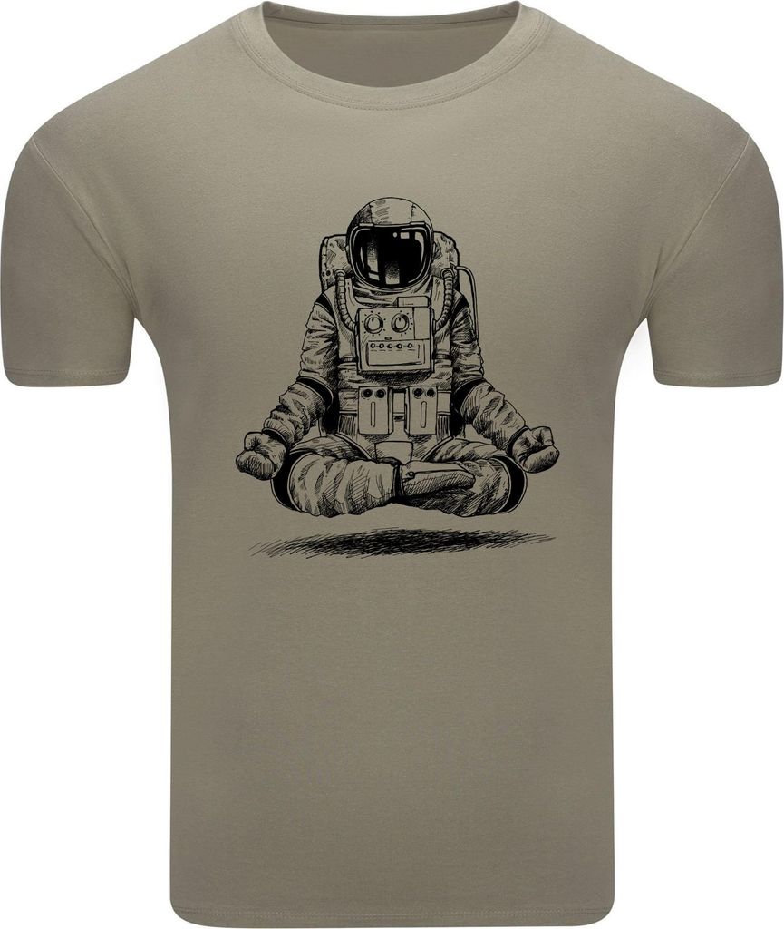 Diarbo Herren T-Shirt mit Lustiger Druck Yoga-Astronaut Khaki Gr.XXL