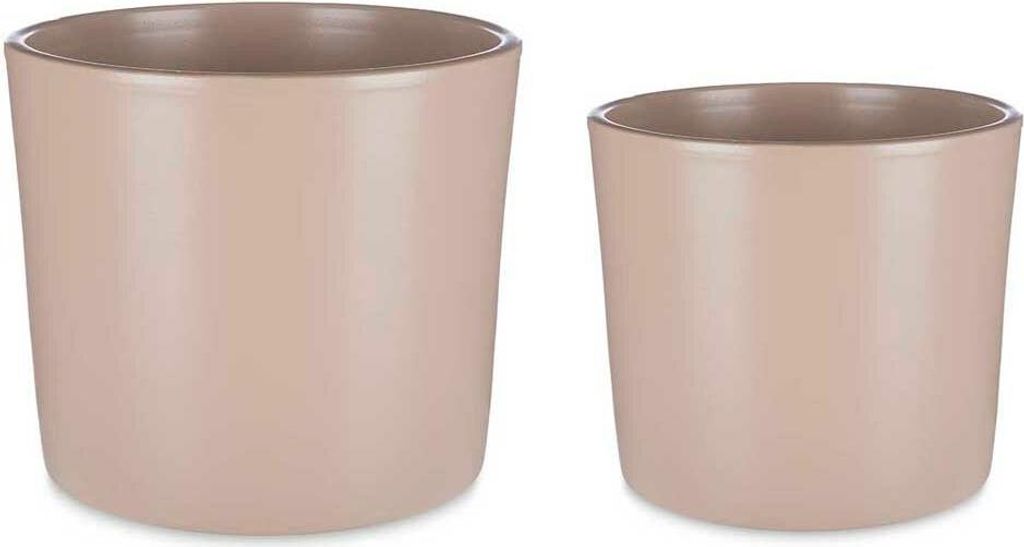 Set Macetas Ibergarden CILINDRO-22-27-BE Beige Arcilla Ø 22 cm Ø 27 cm 22 x 22 x 19 cm 27 x 27 x 23 cm 2 Piezas