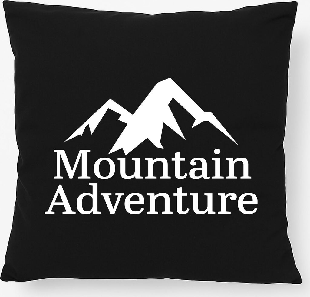 Huuraa Kissen Mountain Adventure Berge 40x40cm mit Füllung Black Baumwolle Dekokissen Geschenkidee