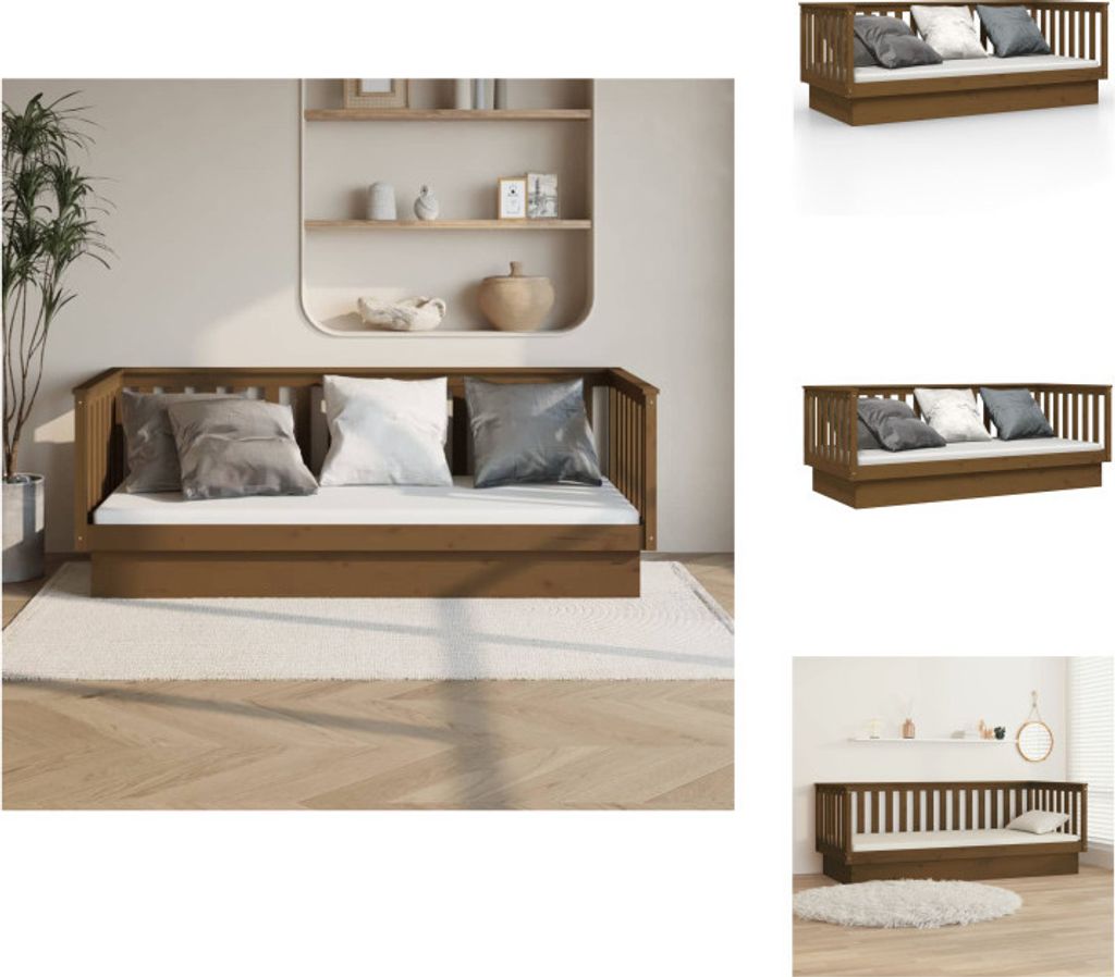vidaXL Tagesbett Honigbraun 80x200 cm Massivholz Kiefer - Betten & Bettgestelle