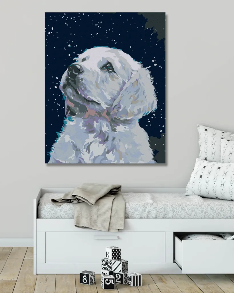 Zuty Pittura con Diamanti Cucciolo Bianco 40x50 cm con Telaio in Legno - 2