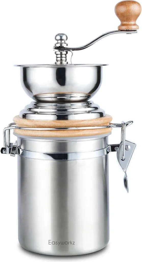 Moulin à café manuel inox et bois - Mouture réglable haute précision