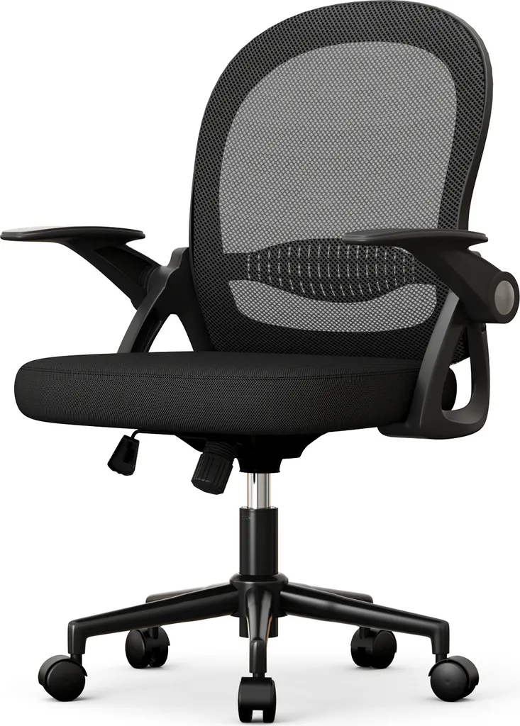 Chaise de bureau ergonomique pour télétravail - Siège réglable en noir