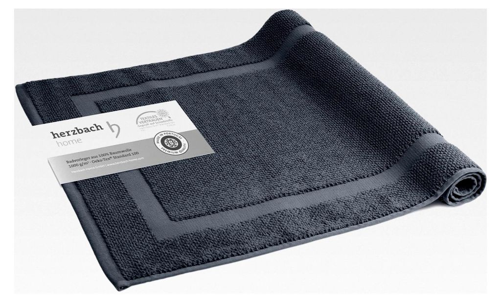 Badvorleger aus 100% Baumwolle | Duschvorleger | 1.000 g/m² | Saugfähig | Waschbar (Anthrazit, 60 x 100 cm)