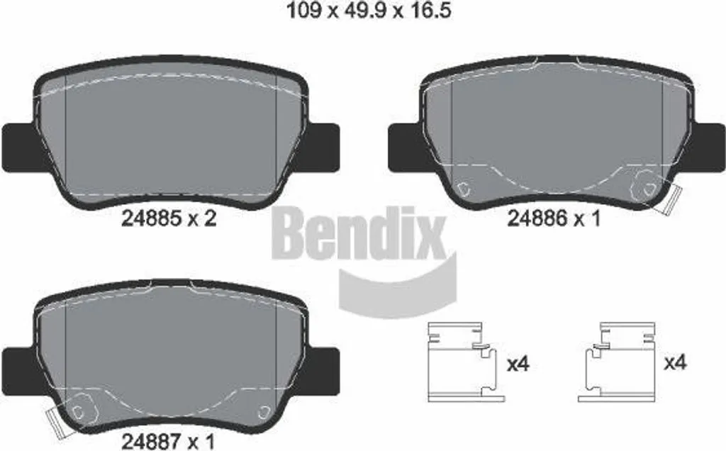 Jeu de Plaquettes de Frein à Disque pour Avensis Bendix BPD1341 Arrière